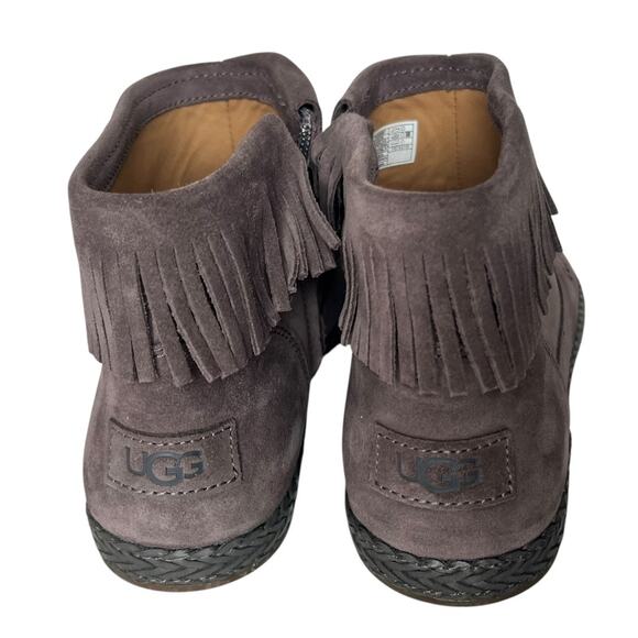 UGG Kennadi Suede Fringe Ankle Boots In Thunder Cloud Size 9.5 - Picture 4 of 12